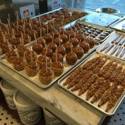 Photo of trays of miscellaneous Caramel-dipped items