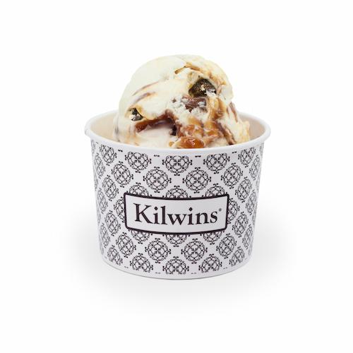Kilwins ice cream cup with caramel swirl