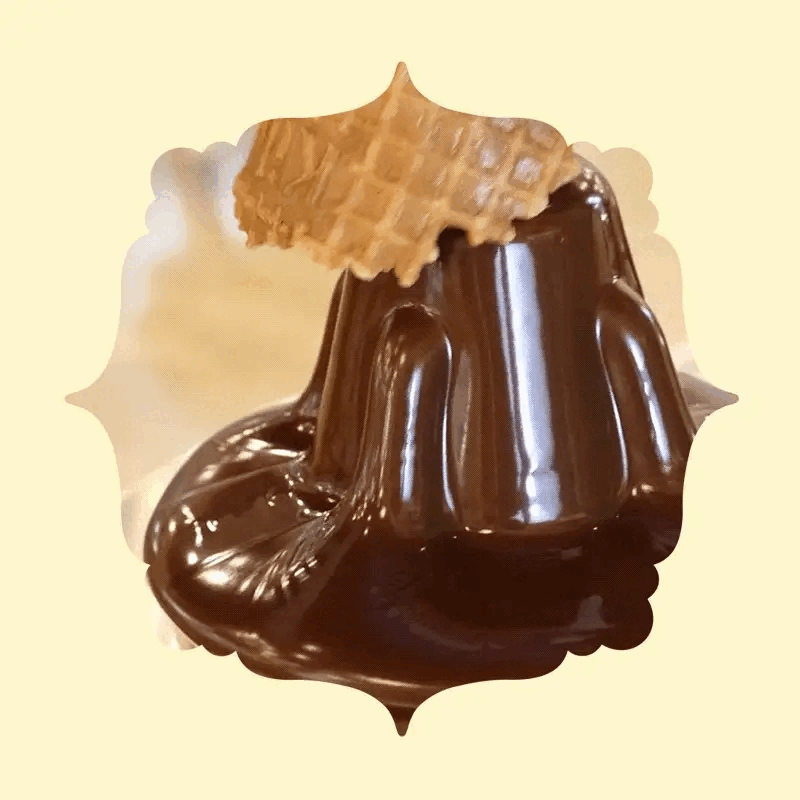 Waffle cone dipped in chocolate sauce